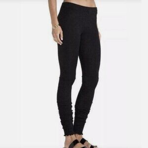 Free People Intimately Black Soft Scalloped Trim Ribbed Leggings